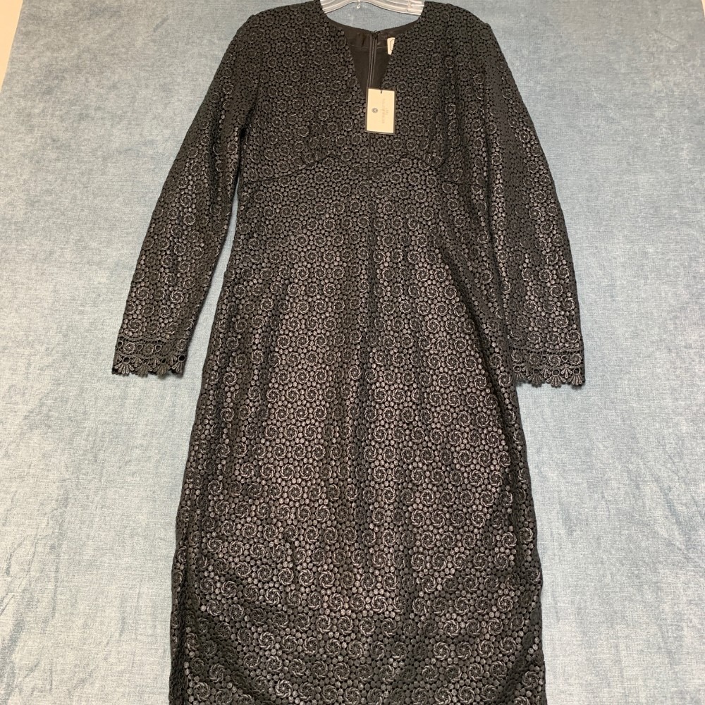 By Malene Birger Elizabeth Deepta Maxi Dress Womens 40 Black Lace Floral Cotton